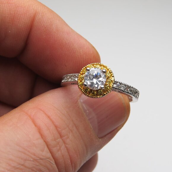 18k 925*Sterling Silver Diamond Engagement Ring
